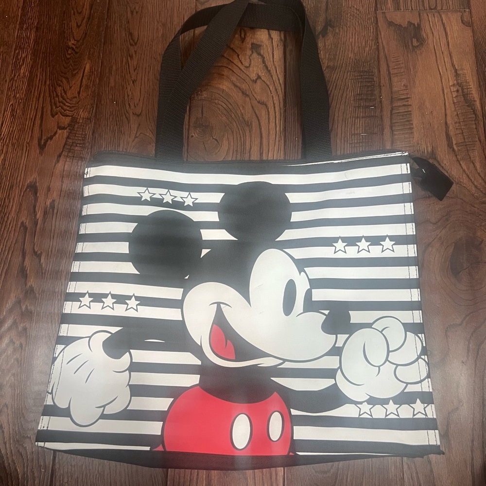 Disney Mickey Mouse Striped Tote with Red Accents
